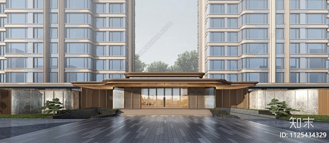 现代高层住宅SU模型下载【ID:1125...
