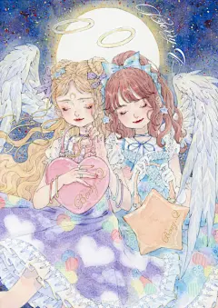 ✨糖果星&amp;甜心✨
————————
有梦的白鸽
飞过最深爱的屋顶
有片羽毛飘在风里
————————
插画：@芽人土土 ​​​​