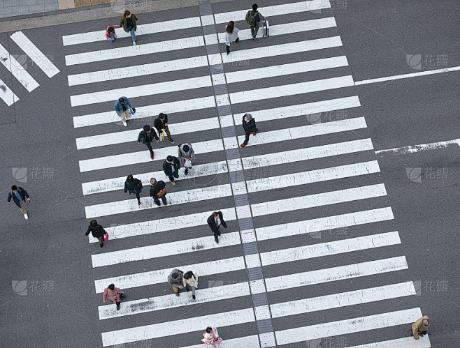 行人过街标志顶视图人行横道东京城市