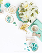 Prop styling, product styling, and photography by Shay Cochrane | www.shaycochrane.com | mint green, white, gold, summer, styled desktop, styled stock photography