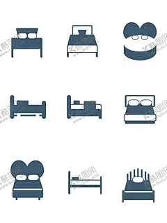 床图标 【酷图网】家居,床,图标,标签,家具,上下铺,双人床,单人床,圆形床,公主床,儿童床,插画,背景,海报,画册,生活百科,设计,环境设计,家居设计,
