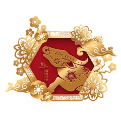 2021牛年新春新年祥云窗花灯笼中国风元素海报_PSD分层文件：