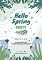 Hand drawn spring vertical poster template Free Vector