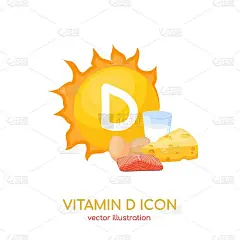 维生素D图标的药物，膳食补充剂广告。矢量插图的药房药品包装设计