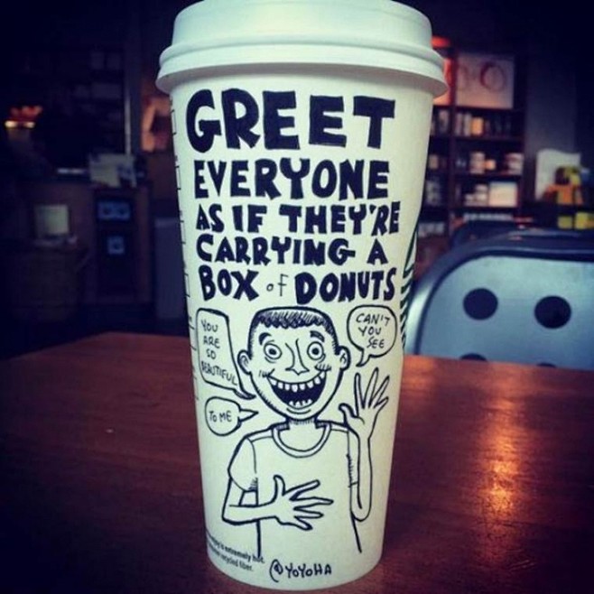 Starbucks星巴克咖啡杯上有趣的涂...