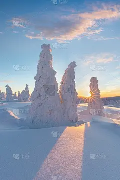 美丽的冬季自然景观，令人惊叹的山景。森林风景。滑雪胜地有霜冻的一天。圣诞节，新年。优秀的冬季壁纸。探