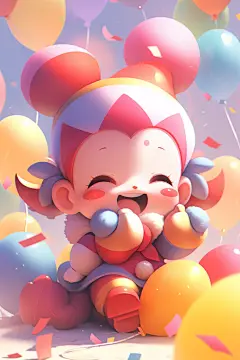 开心玩耍的愚人节小丑3D立体模型图片