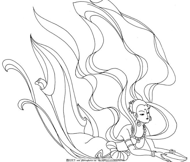 仙女黑白简笔画