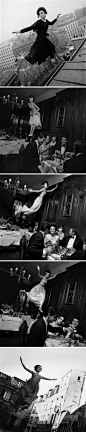当“东京漂浮少女”风靡一时，同类的跳跃照片疯狂出现，而这个创意早在1965年就已出现。这组名为《FLY》的作品出自摄影师Melvin Sokolsky之手，刊登于当时时尚杂志《Harper’s Bazaar》。当时他才20出头就已有了如此非凡的创意，在上世纪60年代时尚摄影的复苏阶段起到了主要作用。（组照）