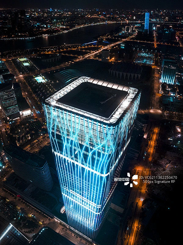 上海前滩中心城市天际线夜景航拍全景图片素材-花瓣网