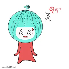 Q版西瓜娃娃呆表情包图片png免抠元素卡通手绘背景装饰免扣图片设计图案