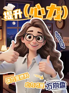 自我提升指南分享趣味卡通人像励志小红书封面aigc