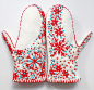 White felt mittens with Red and Blue embroidery - Tiny Toadstool Hand ear by Shan Shan