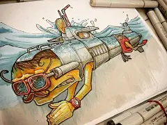 用马克笔绘制的一组手绘宠物小精灵 ​​​​ 作者：法国插画师  Tino Valentin ​​​​