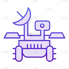 登月舱,航海者,计算机图标,平坦的,火星漫游者,轮廓,白色,天文学,研究,探险