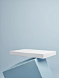 Mockup illustration of geometric podium for product presentation blue background 3d illustration