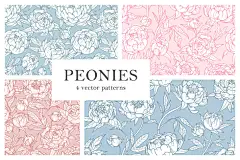 预览：复古牡丹花卉无缝图案

