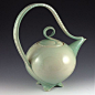 Glossy Celadon Green Teapot\/Curvature Series jtceramics Judi Tavill Ceramics: Handmade Sculptural Pottery: 