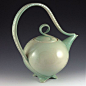 Glossy Celadon Green Teapot\/Curvature Series jtceramics Judi Tavill Ceramics: Handmade Sculptural Pottery: