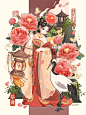 牡丹国风插画 - 小红书搜索