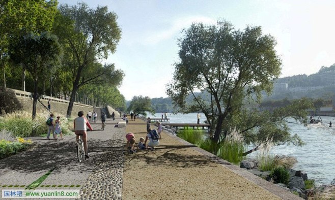 法国里昂罗纳河岸滨水景观规划设计-园林吧