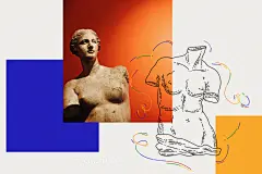 复古手绘线性古代雕像人物插图插画元素矢量设计素材下载_颜格视觉