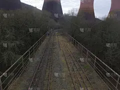世界第一座铁桥,发电站,河流,侧面视角,西罗普,冷却塔,熔炉,发电机,烟囱,涡轮
