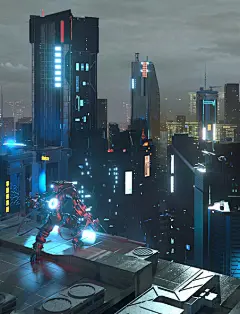 赛博朋克机械迷城3D海报