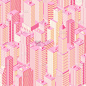 等距的城市天际线。矢量插图。
