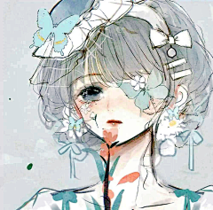 雨探花采集到女头像手绘
