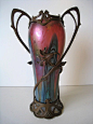 Rindskopf Art Nouveau glass and Spelter Vase