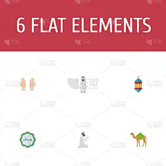 华丽的,单峰骆驼,平坦的,黄色,月,传统节日,问候,装饰