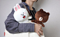 日本正品 苹果LINE POP 布朗熊康尼兔表情毛绒公仔娃娃@北坤人素材