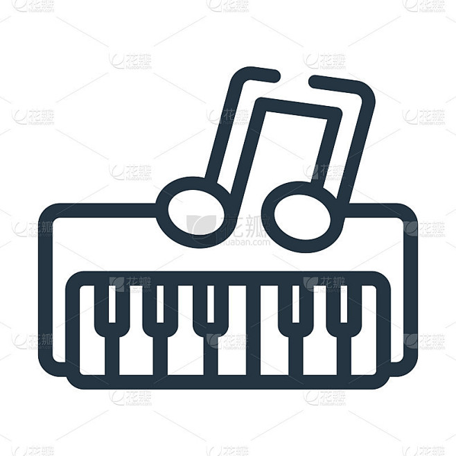 古典音乐细线图标。音乐，钢琴线性图标从音乐概念孤立的轮廓符号。矢量插图符号元素的网页设计和应用程序。