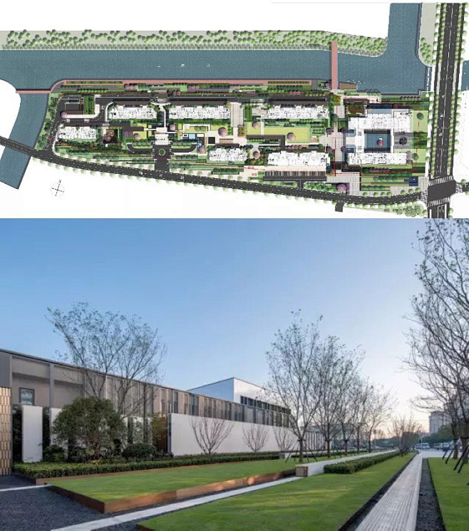 上海万科—UNI-CITY天空之城 规划和建筑将场地天然区分为五个部分，南侧的城市界面、西侧的中庭，建筑围合的内庭，以及北侧的滨河区，东侧的灰 ...