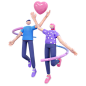 Couple holding heart 3D Illustration