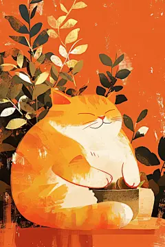 小猫咪卡通卡片小橘猫插画素材