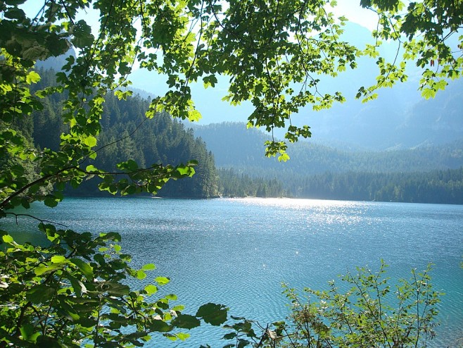 意大利, 景观, 山, 河, 光, 太阳, 阳光明媚的天气, 森林风景,意境图 