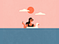 Beach Time vacation sunglasses duck summer sun lady girl smoke swim beach character vector illustration flat