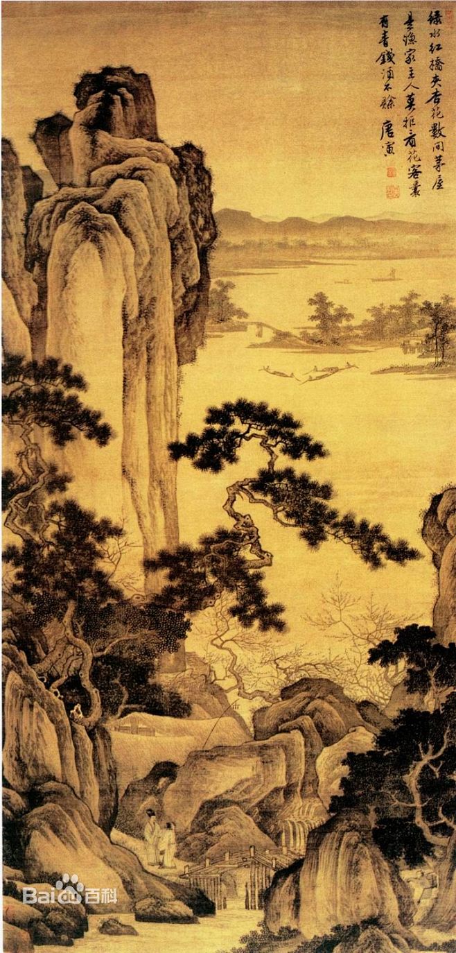 唐寅（唐伯虎）作品--杏花茅屋图#山水画#