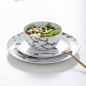 北欧风陶瓷碗面碗家用西餐碗沙拉碗水果碗 描金大理石纹 美食摄影-淘宝网