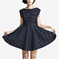 【RIMLESS】 一字领连衣裙 vintage复古俏皮2色条纹面料-淘宝网