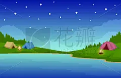 绘画插图,卡通,湖,自然,公园,户外,地形,商务,旅途,运动
