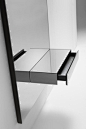 Console with a grey mirror, drawer and LED lights by Kendo Mobiliario _