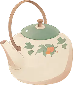 绿色美食黄色插画唯美手绘节气茶具彩色传统图片