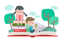 人物卡通儿童读书学习校园图书日 读书日国际儿童读书日开学季png素材