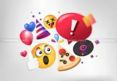 7款3D趣味潮流创意时尚emoji表情包主视觉海报设计ai素材源文件模板