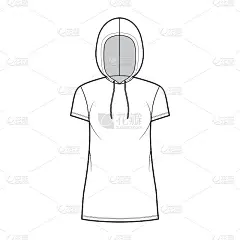 连帽衫服装技术时尚插画短袖，迷你长，超大的身体，铅笔丰满的毛衣上衣