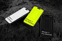 16款暗黑工业风苹果iPhone 15 Pro屏幕演示贴图效果图PSD样机模板素材 K-Mockups: iPhone 15 Pro – 图渲拉-高品质设计素材分享平台