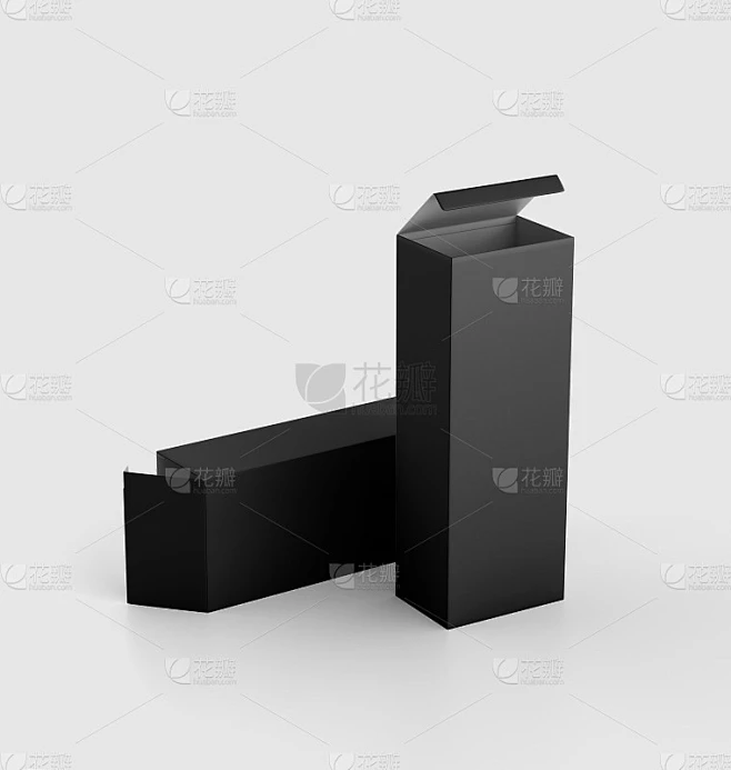 黑盒模型，黑暗的纸箱集装箱3d渲染孤立的光背景素材-花瓣网